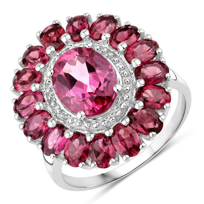 5.460 Carat Genuine Pink Topaz and Rhodolite Garnet .925 Sterling Silver Ring Bids.com