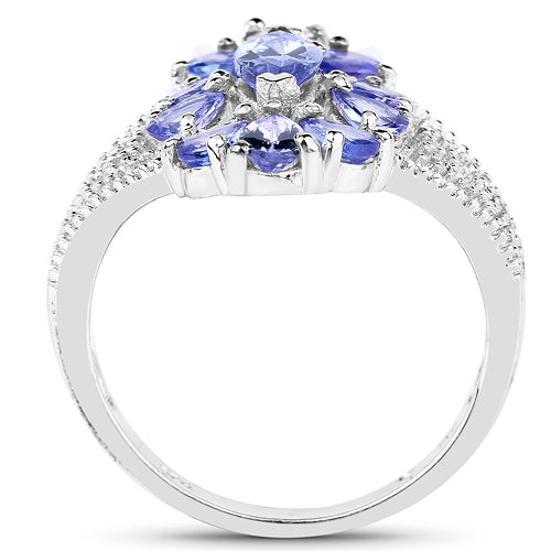 2.07 Carat Genuine Tanzanite .925 Sterling Silver Ring Bids.com