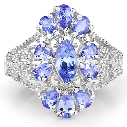2.07 Carat Genuine Tanzanite .925 Sterling Silver Ring Bids.com