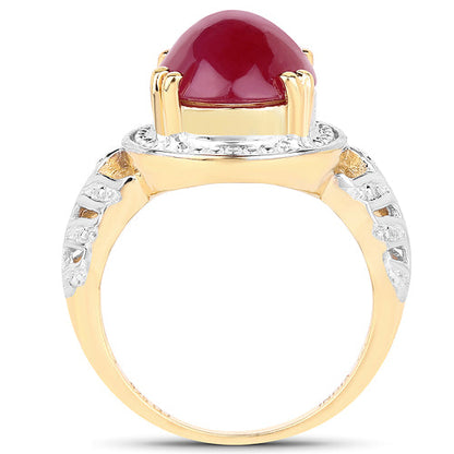 14K Yellow Gold Plated 4.46 Carat Genuine Glass Filled Ruby .925 Sterling Silver Ring Bids.com
