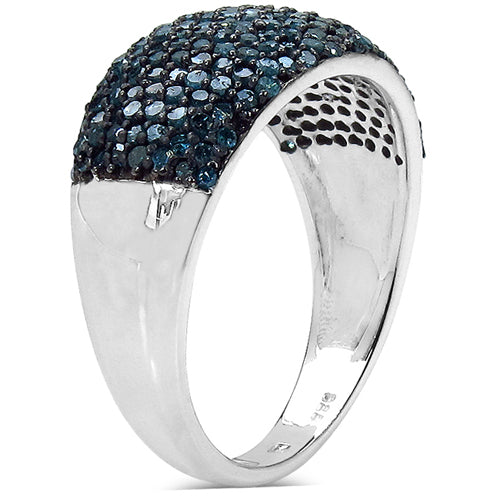 0.99 Carat Genuine Blue Diamond Sterling Silver Ring Bids.com