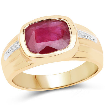 14K Yellow Gold Plated 3.50 Carat Genuine Glass Filled Ruby .925 Sterling Silver Ring Bids.com