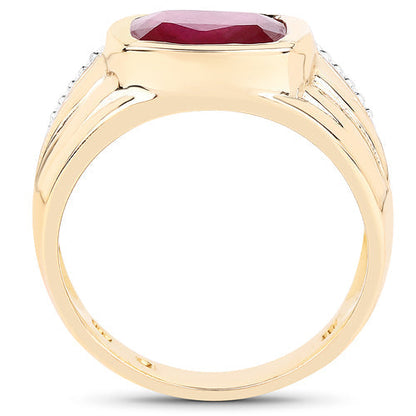 14K Yellow Gold Plated 3.50 Carat Genuine Glass Filled Ruby .925 Sterling Silver Ring Bids.com