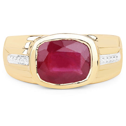 14K Yellow Gold Plated 3.50 Carat Genuine Glass Filled Ruby .925 Sterling Silver Ring Bids.com