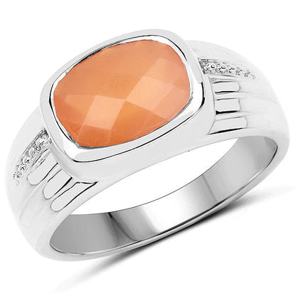 2.60 Carat Genuine Peach Moonstone .925 Sterling Silver Ring Bids.com