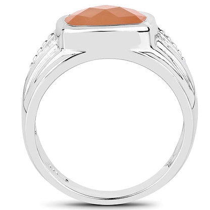 2.60 Carat Genuine Peach Moonstone .925 Sterling Silver Ring Bids.com