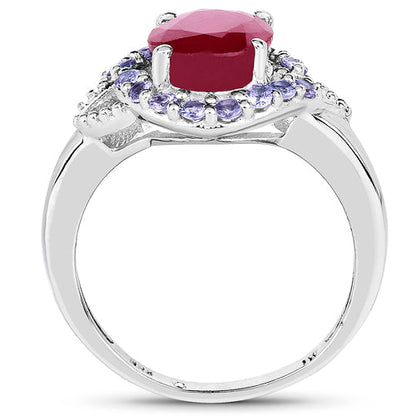 4.03 Carat Genuine Glass Filled Ruby & Tanzanite .925 Sterling Silver Ring Bids.com