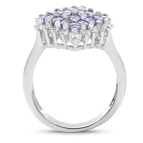 2.40 Carat Genuine Tanzanite and White Topaz .925 Sterling Silver Ring Bids.com