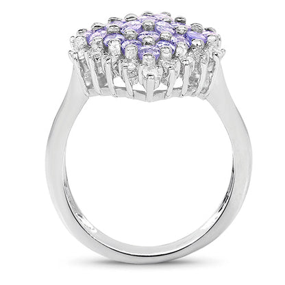2.40 Carat Genuine Tanzanite and White Topaz .925 Sterling Silver Ring Bids.com