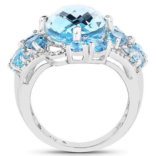 9.50 Carat Genuine Blue Topaz and Swiss Blue Topaz .925 Sterling Silver Ring Bids.com