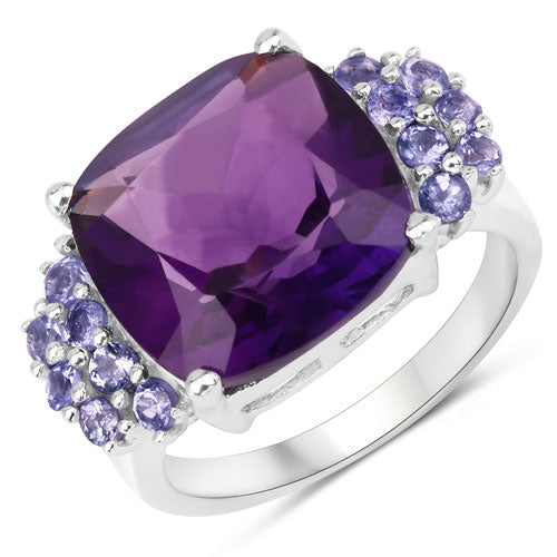 6.34 Carat Genuine Amethyst and Tanzanite .925 Sterling Silver Ring Bids.com
