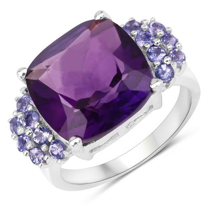 6.34 Carat Genuine Amethyst and Tanzanite .925 Sterling Silver Ring Bids.com