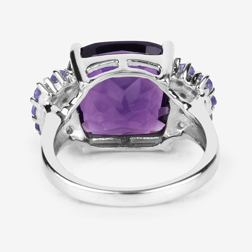 6.34 Carat Genuine Amethyst and Tanzanite .925 Sterling Silver Ring Bids.com