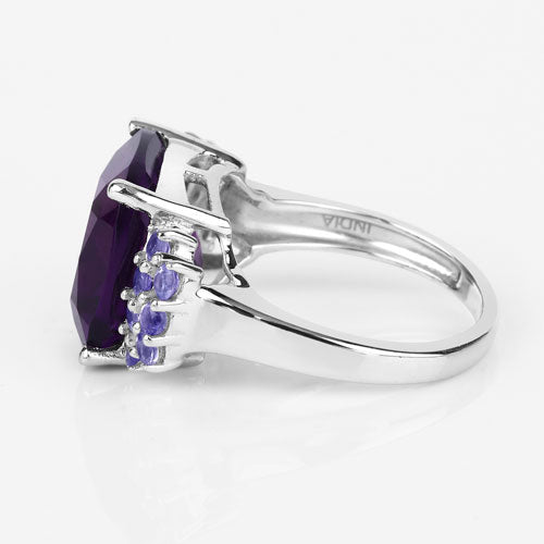 6.34 Carat Genuine Amethyst and Tanzanite .925 Sterling Silver Ring Bids.com