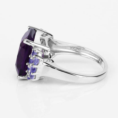 6.34 Carat Genuine Amethyst and Tanzanite .925 Sterling Silver Ring Bids.com