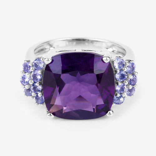 6.34 Carat Genuine Amethyst and Tanzanite .925 Sterling Silver Ring Bids.com