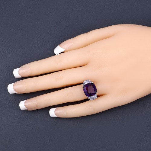 6.34 Carat Genuine Amethyst and Tanzanite .925 Sterling Silver Ring Bids.com