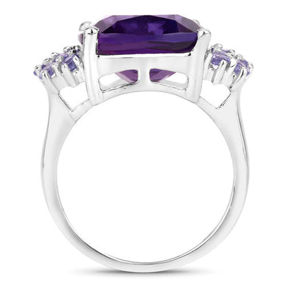 6.34 Carat Genuine Amethyst and Tanzanite .925 Sterling Silver Ring Bids.com