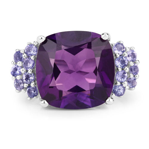 6.34 Carat Genuine Amethyst and Tanzanite .925 Sterling Silver Ring Bids.com