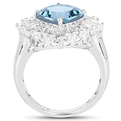 5.19 Carat Genuine London Blue Topaz & White Topaz .925 Sterling Silver Ring Bids.com