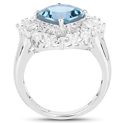 5.19 Carat Genuine London Blue Topaz & White Topaz .925 Sterling Silver Ring Bids.com