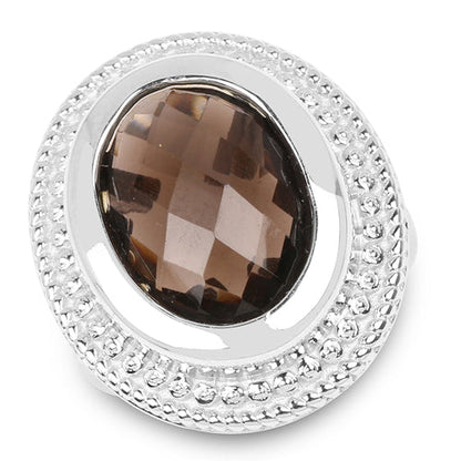 7.90 Carat Genuine Smoky Quartz .925 Sterling Silver Ring Bids.com