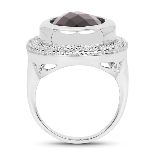 7.90 Carat Genuine Smoky Quartz .925 Sterling Silver Ring Bids.com