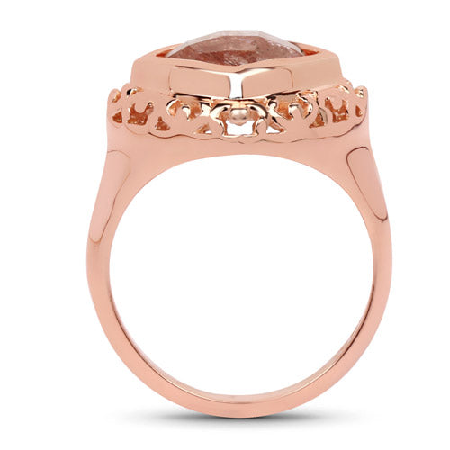 14K Rose Gold Plated 3.25 Carat Genuine Pink Rutile .925 Sterling Silver Ring Bids.com