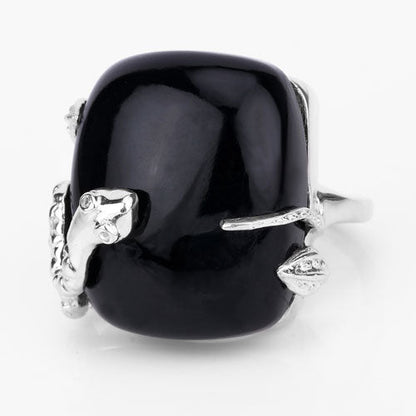 21.04 Carat Genuine Black Onyx and White Topaz .925 Sterling Silver Ring Bids.com