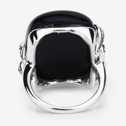 21.04 Carat Genuine Black Onyx and White Topaz .925 Sterling Silver Ring Bids.com