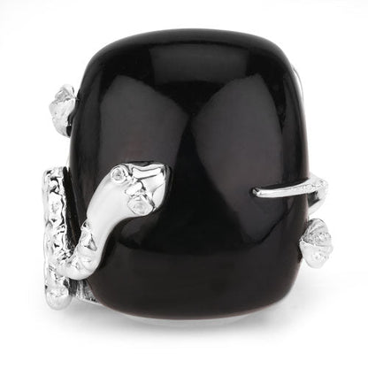 21.04 Carat Genuine Black Onyx and White Topaz .925 Sterling Silver Ring Bids.com
