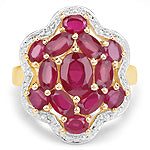 14K Yellow Gold Plated 4.18 Carat Genuine Glass Filled Ruby .925 Sterling Silver Ring Bids.com