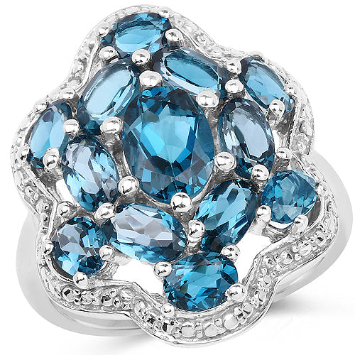 3.72 Carat Genuine London Blue Topaz .925 Sterling Silver Ring Bids.com