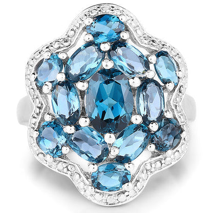 3.72 Carat Genuine London Blue Topaz .925 Sterling Silver Ring Bids.com