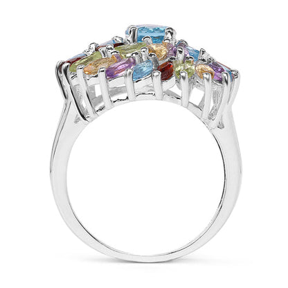 3.70 Carat Genuine Multi Stone .925 Sterling Silver Ring Bids.com