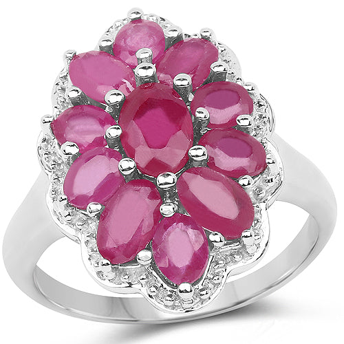 3.05 Carat Glass Filled Ruby .925 Sterling Silver Ring Bids.com