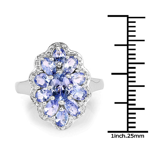 2.46 Carat Genuine Tanzanite .925 Sterling Silver Ring Bids.com