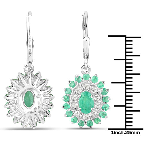 6.53 Carat Genuine Zambian Emerald and White Topaz .925 Sterling Silver 3 Piece Jewelry Set (Ring, Earrings, and Pendant w/ Chain) Bids.com