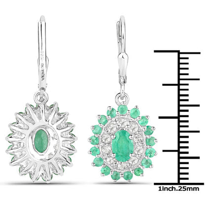 6.53 Carat Genuine Zambian Emerald and White Topaz .925 Sterling Silver 3 Piece Jewelry Set (Ring, Earrings, and Pendant w/ Chain) Bids.com
