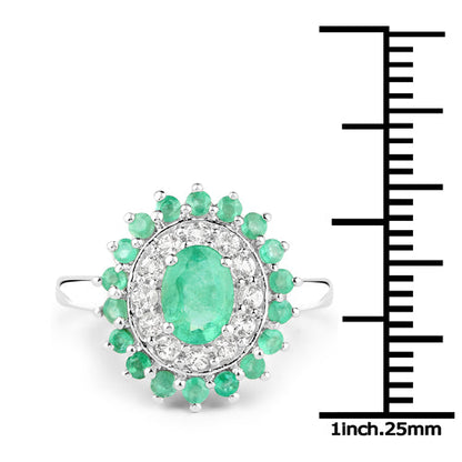 6.53 Carat Genuine Zambian Emerald and White Topaz .925 Sterling Silver 3 Piece Jewelry Set (Ring, Earrings, and Pendant w/ Chain) Bids.com