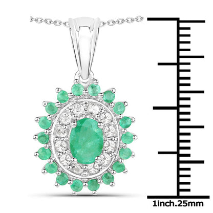 6.53 Carat Genuine Zambian Emerald and White Topaz .925 Sterling Silver 3 Piece Jewelry Set (Ring, Earrings, and Pendant w/ Chain) Bids.com