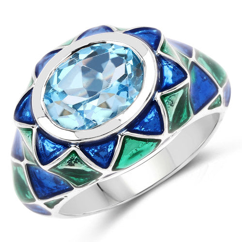 3.25 Carat Genuine Swiss Blue Topaz .925 Sterling Silver Ring Bids.com