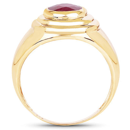 14K Yellow Gold Plated 1.65 Carat Genuine Glass Filled Ruby .925 Sterling Silver Ring Bids.com