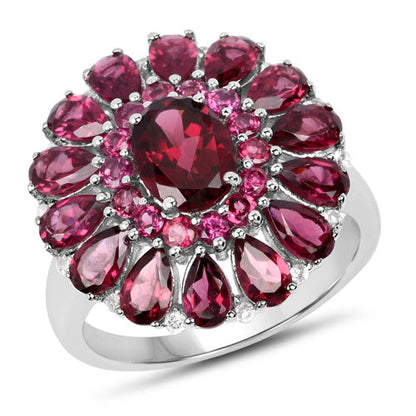 6.19 Carat Genuine Rhodolite and White Topaz .925 Sterling Silver Ring Bids.com