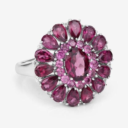6.19 Carat Genuine Rhodolite and White Topaz .925 Sterling Silver Ring Bids.com
