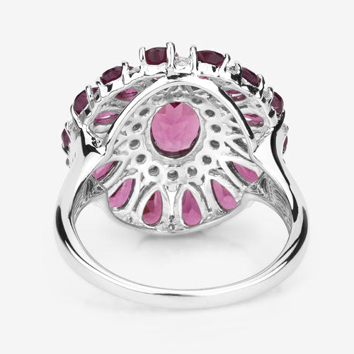 6.19 Carat Genuine Rhodolite and White Topaz .925 Sterling Silver Ring Bids.com