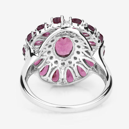 6.19 Carat Genuine Rhodolite and White Topaz .925 Sterling Silver Ring Bids.com