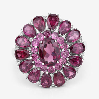6.19 Carat Genuine Rhodolite and White Topaz .925 Sterling Silver Ring Bids.com