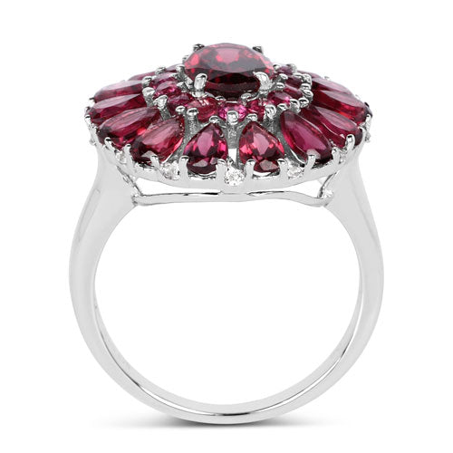 6.19 Carat Genuine Rhodolite and White Topaz .925 Sterling Silver Ring Bids.com