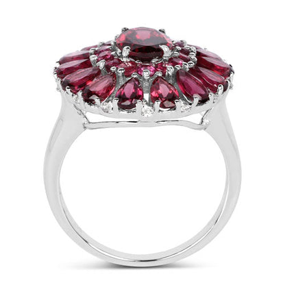 6.19 Carat Genuine Rhodolite and White Topaz .925 Sterling Silver Ring Bids.com